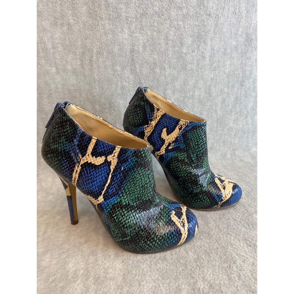 Women Snake Print Michael Antonio Ankle Boots High Heel Zipper Size 5 Shoes